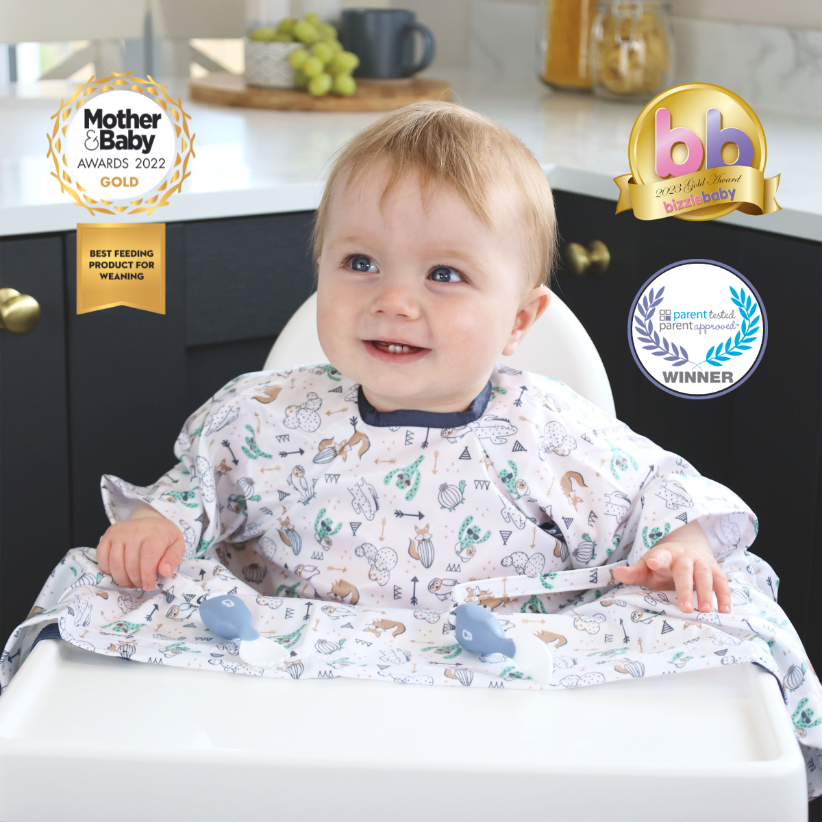 My First Weaning Essentials Coverall & Matching Cutlery Set