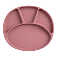 Pink divided plate on a white background