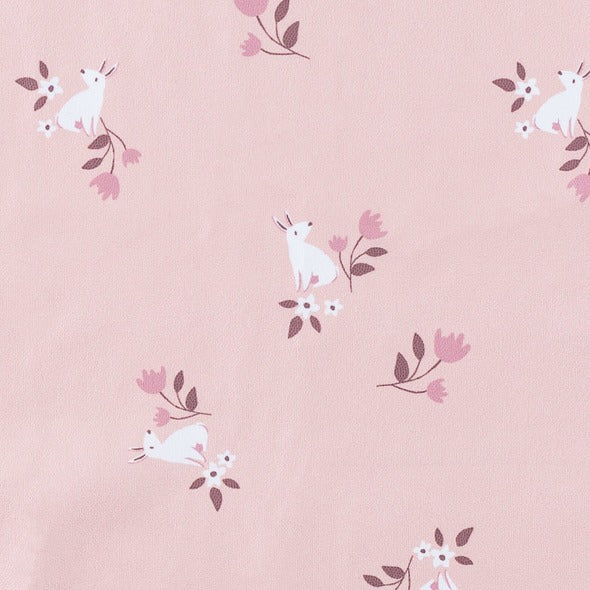 Pink bunny and blossom print with lighter pink background - Product image